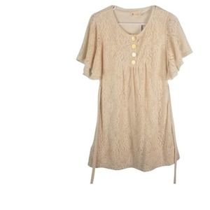 Tulle cream eyelete  boho style mini dress